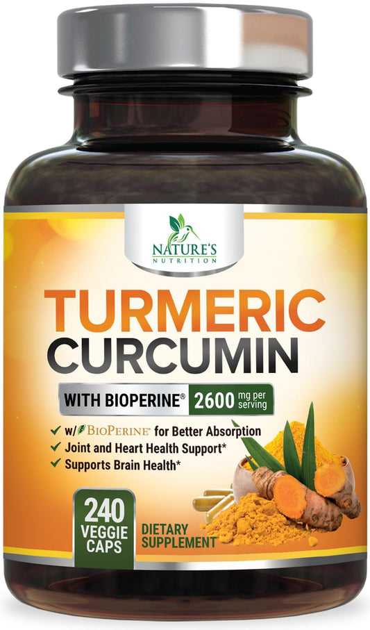 Natures Nutrition frasco frontal mostrando la etiqueta y beneficios