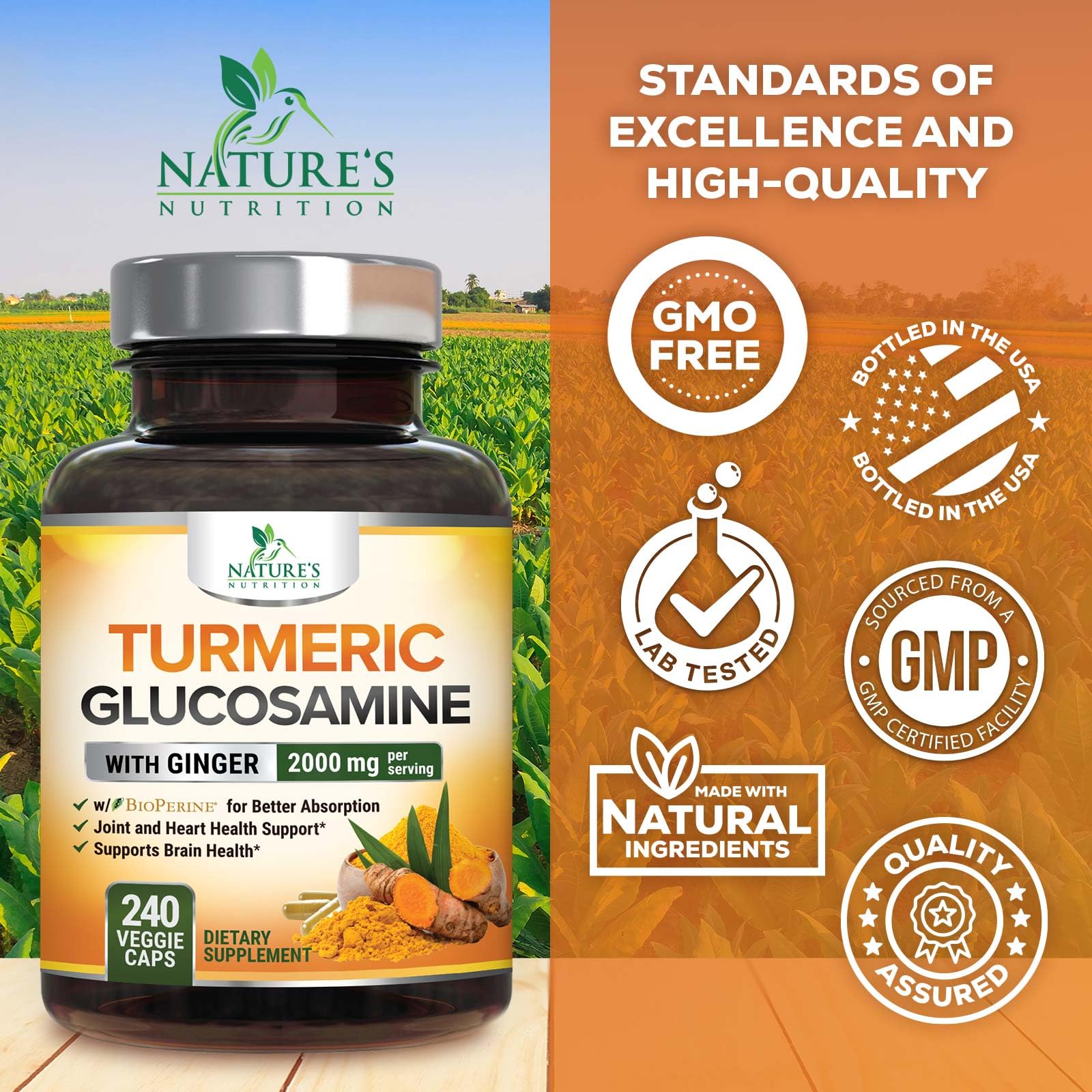 Nature's Nutrition polvo de cúrcuma en primer plano para textura
