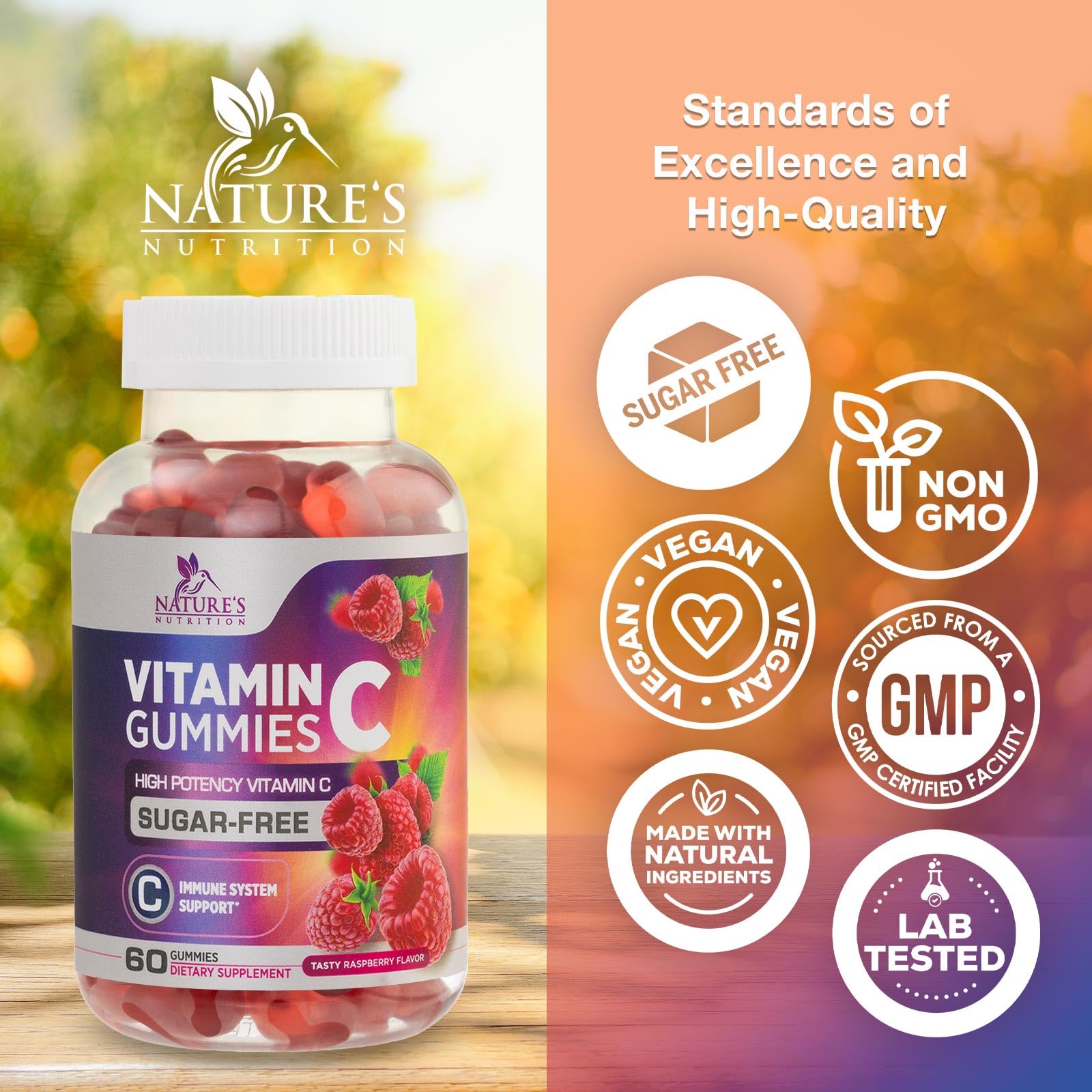 Nature's Nutrition porción en mano para mostrar tamaño práctico