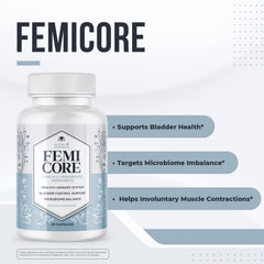 Nature’s NutriWave cápsula FemiCore primer plano detalle de tamaño fácil de tragar