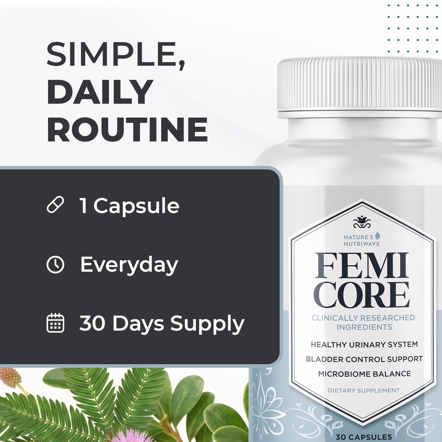 Nature’s NutriWave etiqueta FemiCore lista de ingredientes para decisión informada