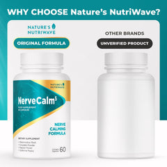 Nature’s NutriWave NerveCalm comparación de tamaño, escala práctica diaria