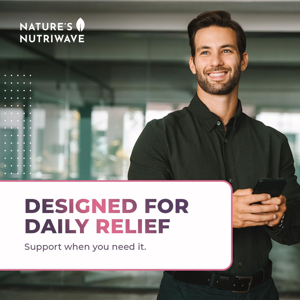 Nature’s NutriWave Presgera cápsula en mano para mostrar proporción y facilidad