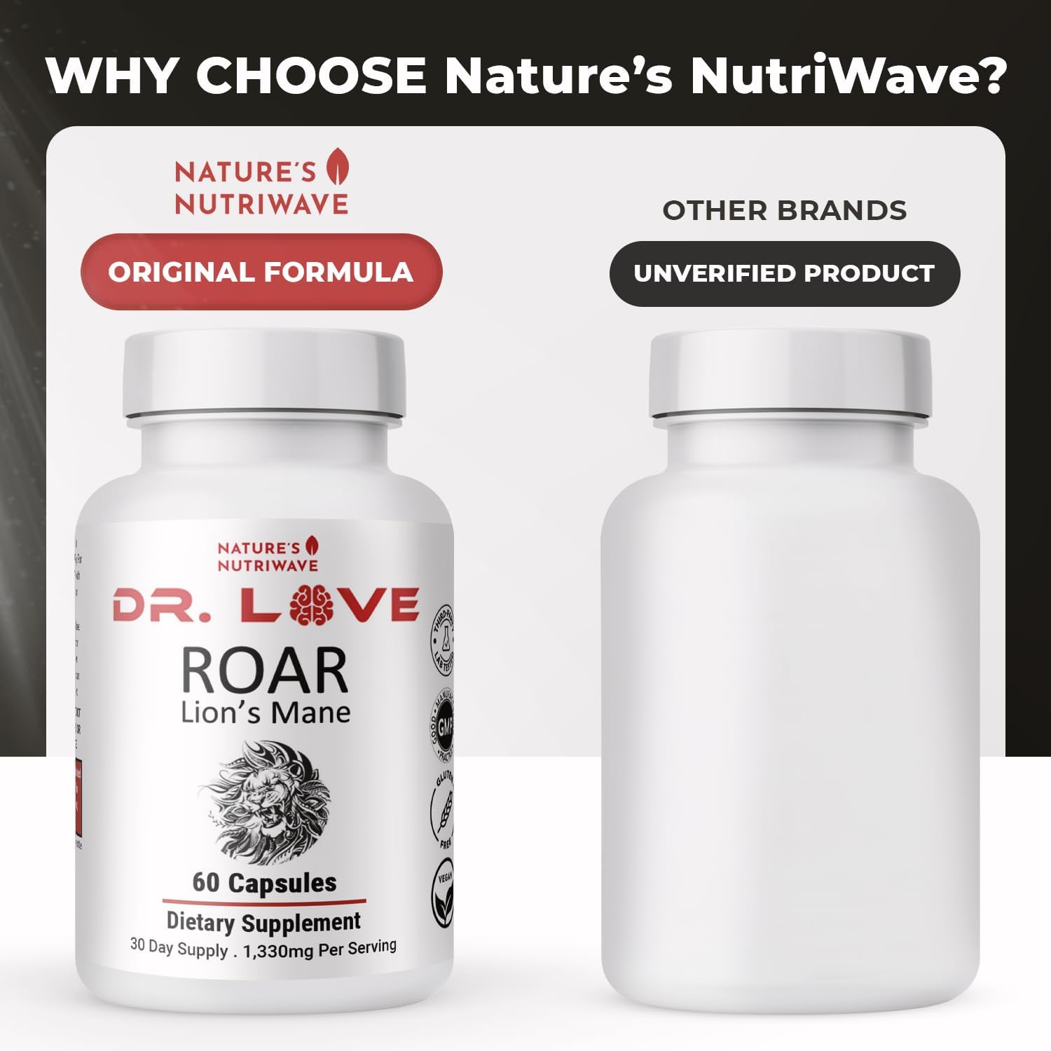 Nature’s NutriWave frasco ROAR en mesa junto a taza y cuaderno, rutina diaria