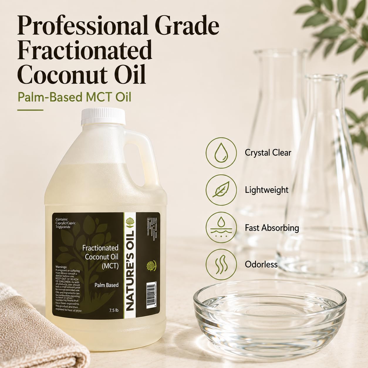Nature's Oil textura clara del aceite fraccionado, absorción rápida y ligera