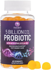 Nature's Peak envase frontal mostrando 60 gomitas y beneficios probióticos