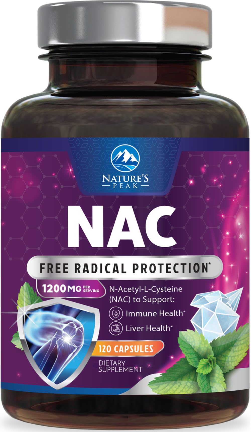 Nature's Peak frente del envase que muestra dosis clara y beneficio antioxidante