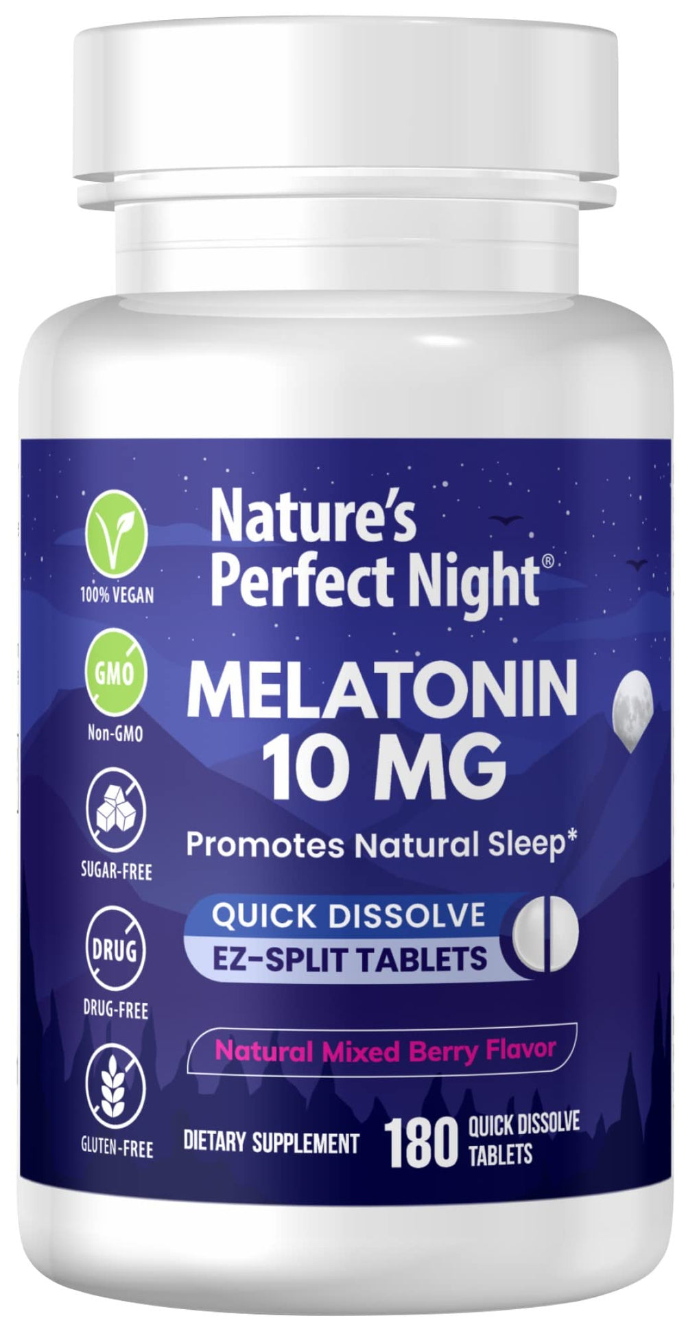 Nature's Perfect Night vista frontal del envase y beneficio de cantidad