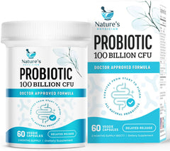 Nature's Physician empaque frontal mostrando dosis y cepas beneficiosas