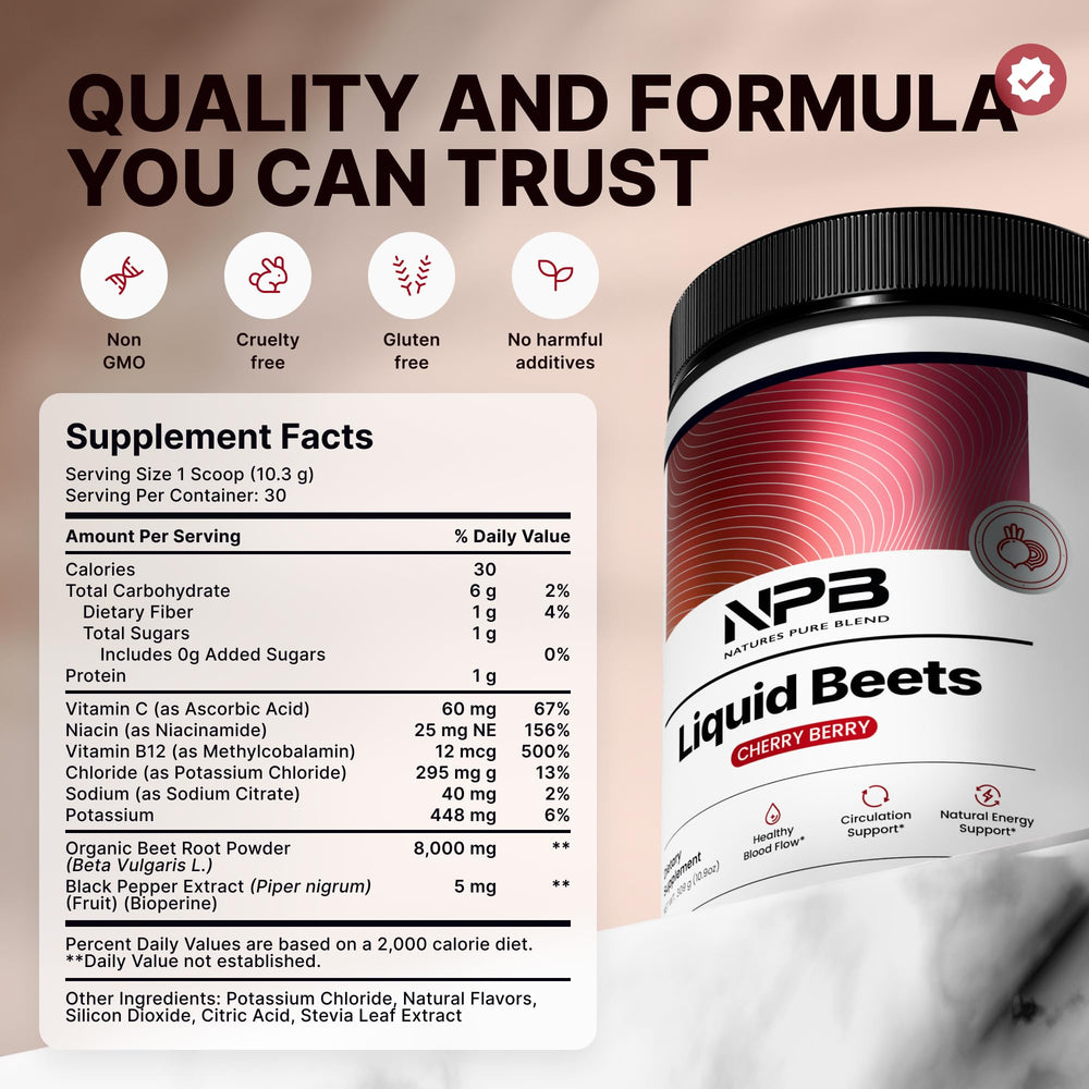 Nature's Pure Blend bote abierto mostrando contenido y color natural