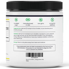 Nature's Pure Blend envase al lado de una regla para comparar tamaño