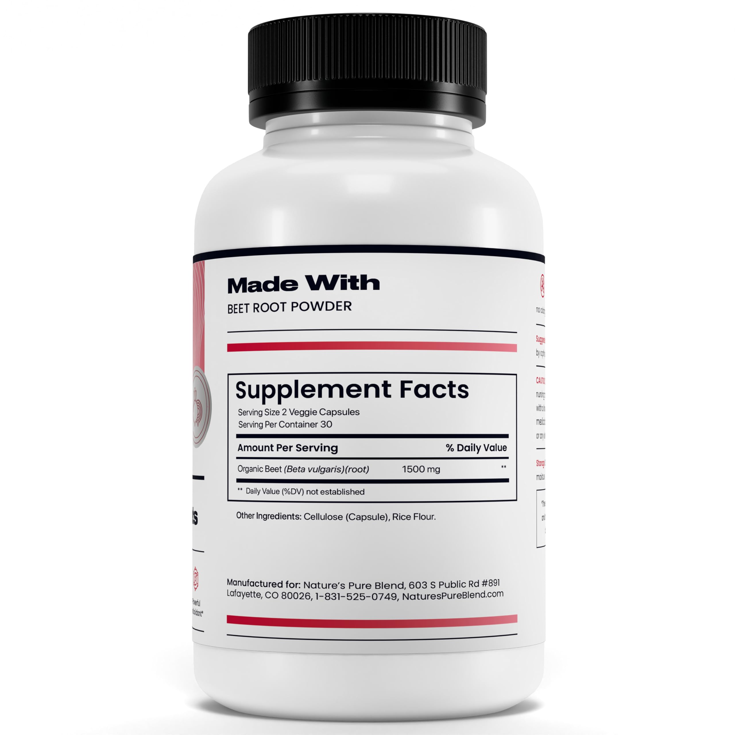 Nature's Pure Blend etiqueta con ingredientes principales y trazabilidad