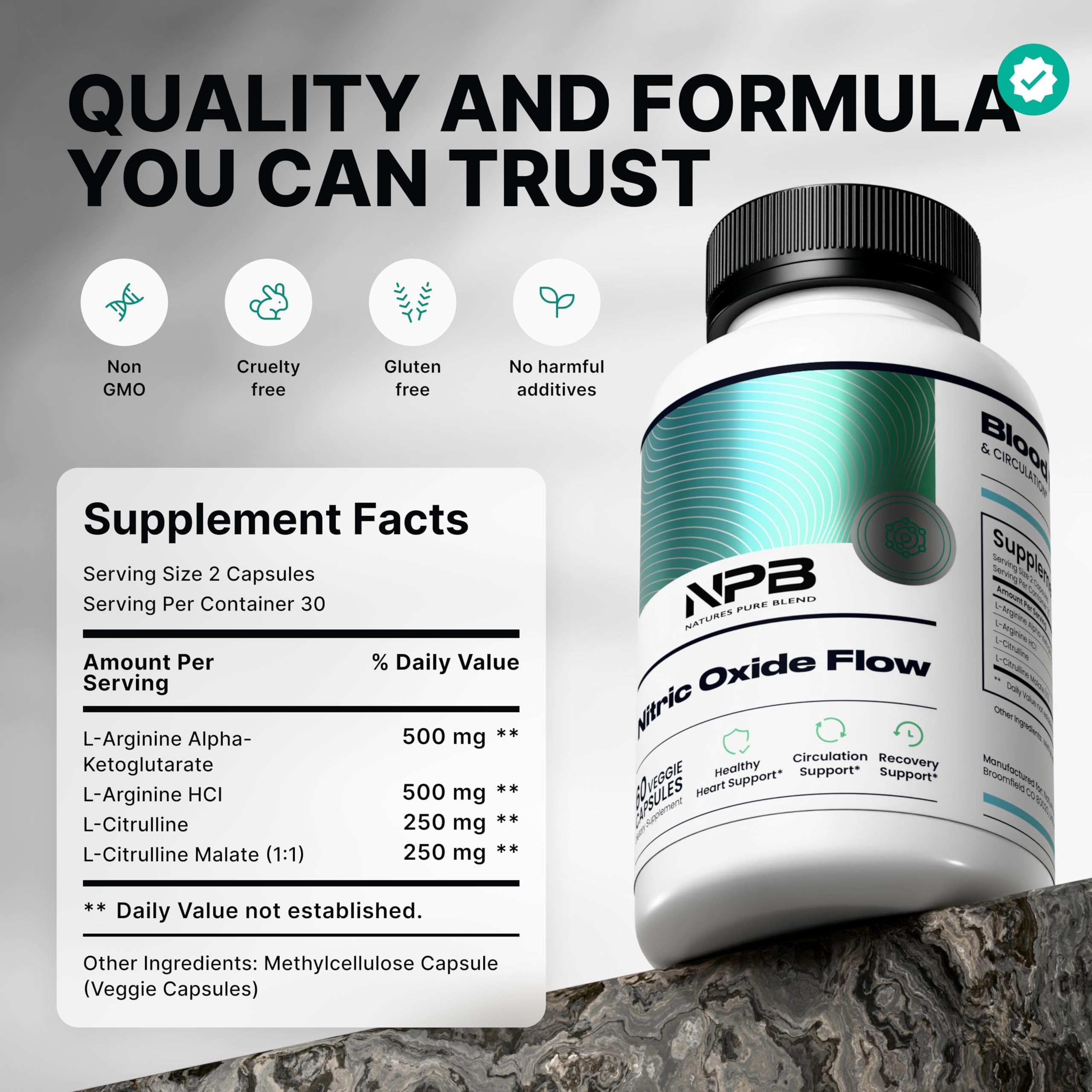 Nature's Pure Blend tabletas apiladas para ver forma y facilidad de ingestión