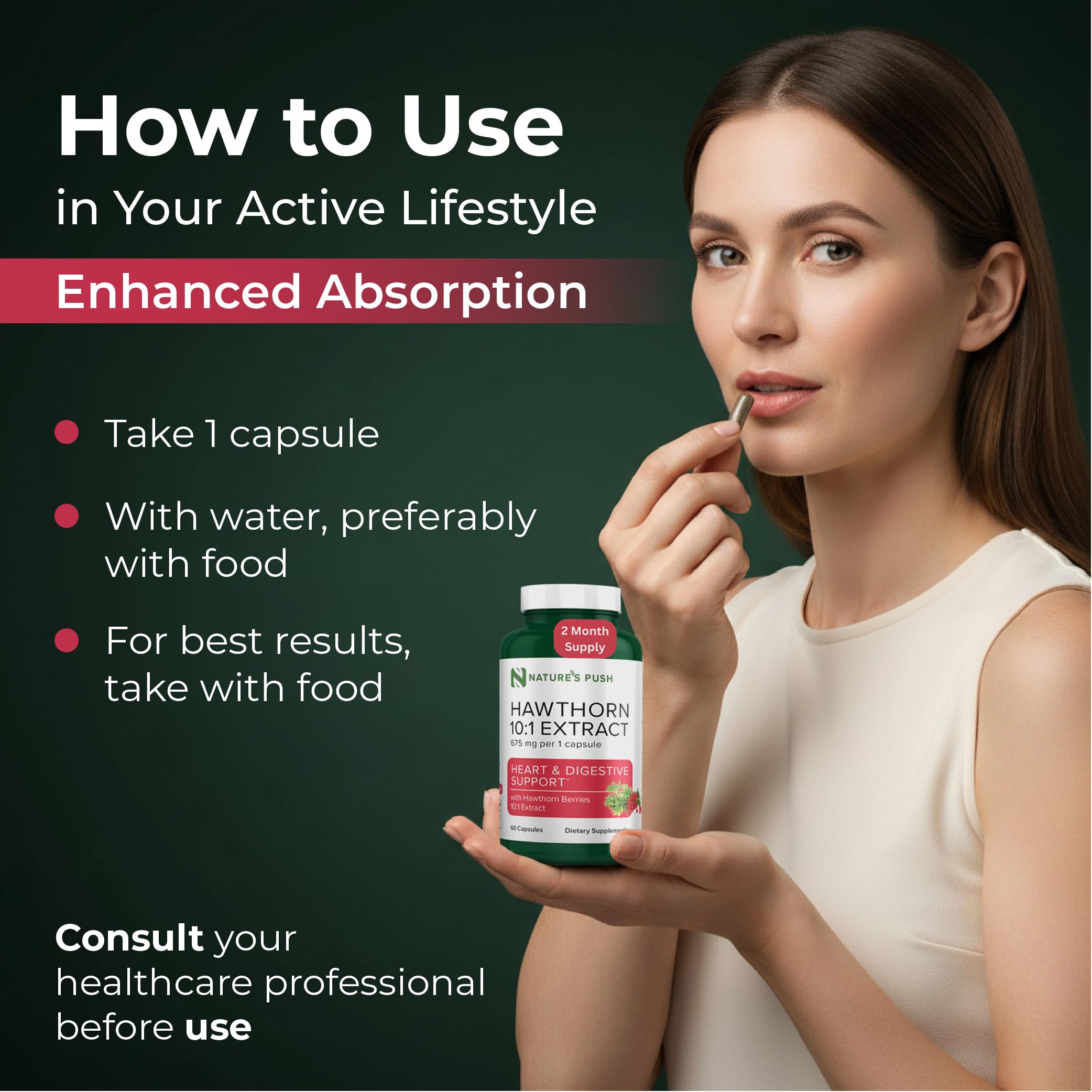 Nature's Push cápsula en mano para mostrar tamaño fácil de tragar