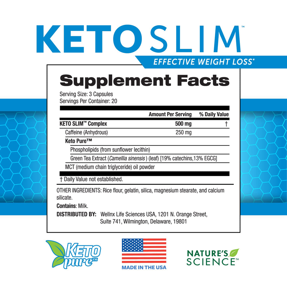 Nature's Science cápsula Keto Slim detalle de textura y color para confianza