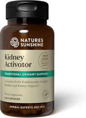 Nature's Sunshine envase frontal Kidney Activator mostrando presentación y ventaja de soporte herbal