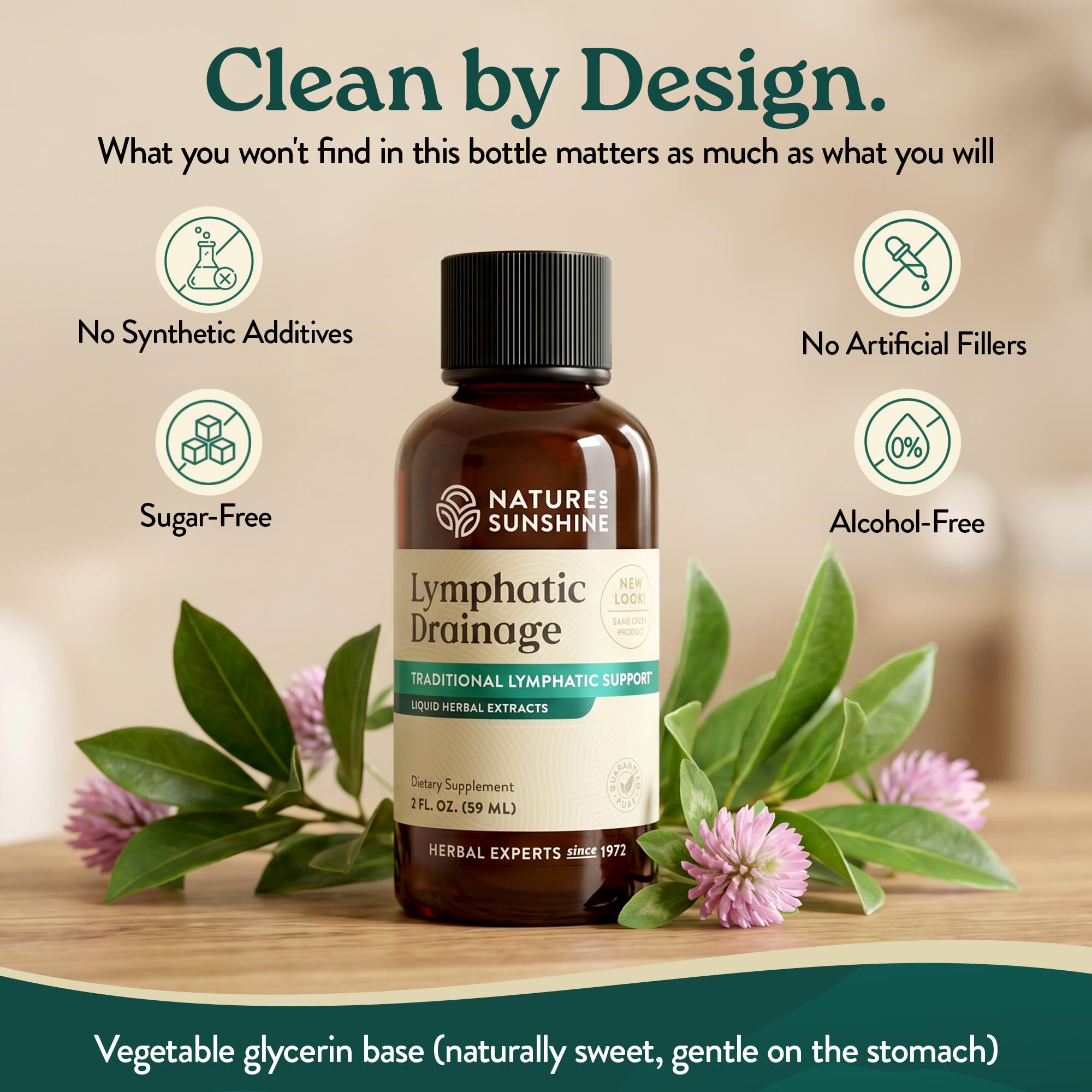 Nature's Sunshine etiqueta con lista de ingredientes naturales y beneficios