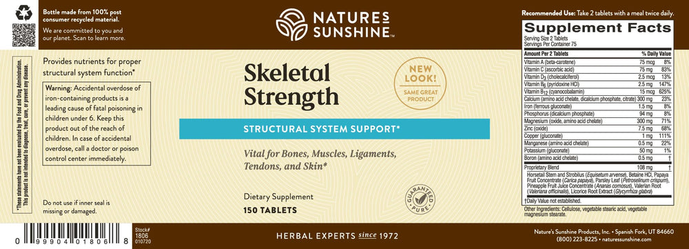 Nature's Sunshine etiqueta con lista de ingredientes y beneficios claros