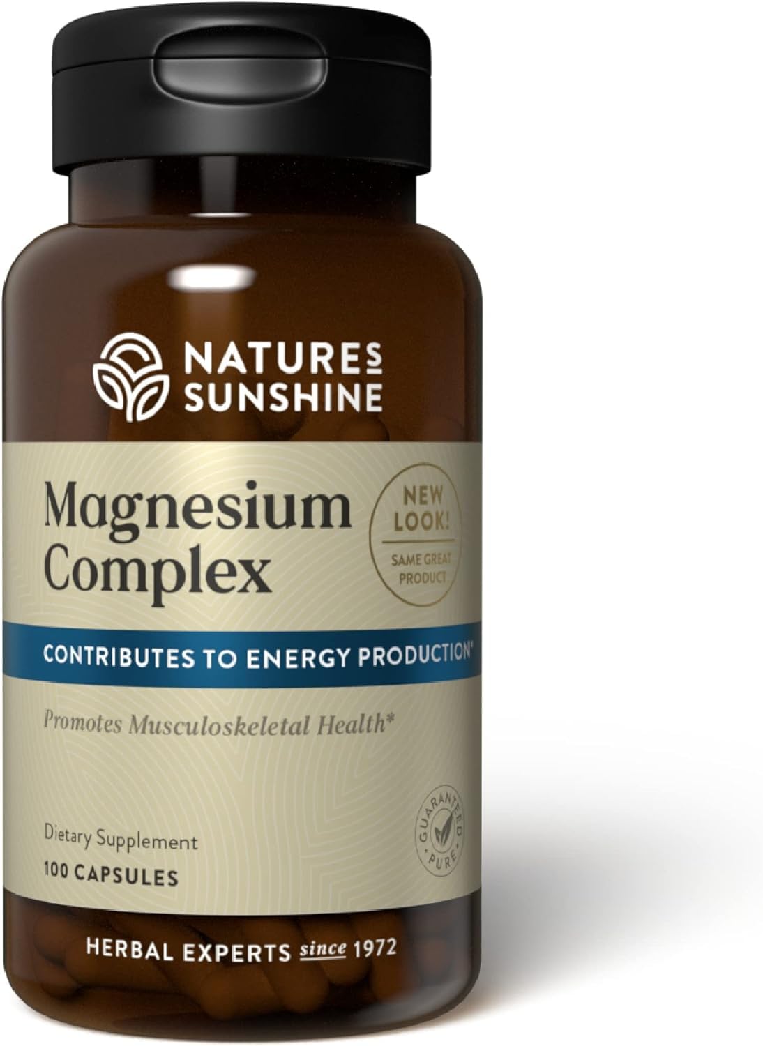 Nature's Sunshine frontal del envase mostrando 100 cápsulas y beneficios