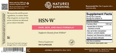 Nature's Sunshine etiqueta HSN-W con información de ingredientes y lote