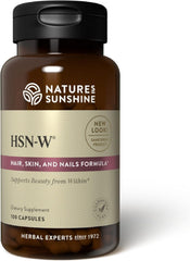 Nature's Sunshine frasco HSN-W frente mostrando diseño y cantidad útil