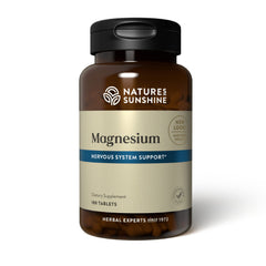 Nature's Sunshine envase frontal de magnesio 250 mg mostrando presentación práctica