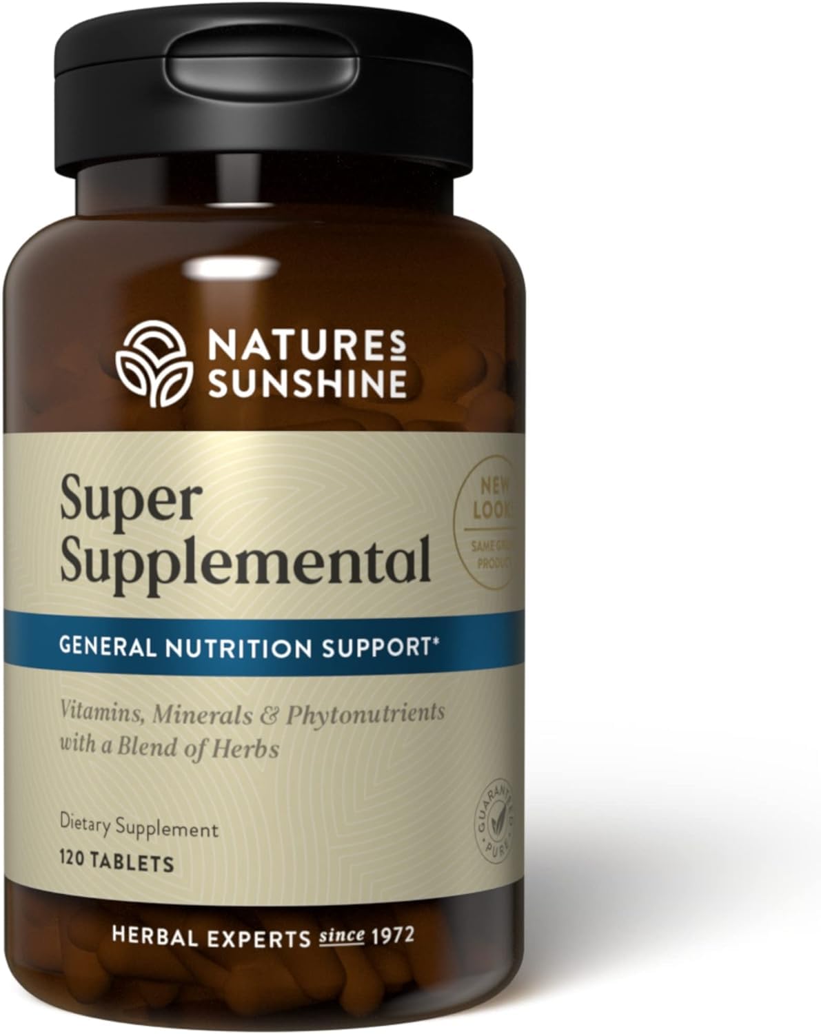 Nature's Sunshine envase frontal con etiqueta clara y beneficios visibles