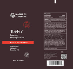 Nature's Sunshine comparación de tamaño Tei-Fu Recovery junto a una mano para referencia práctica
