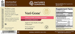Nature's Sunshine etiqueta con lista de ingredientes y controles de calidad