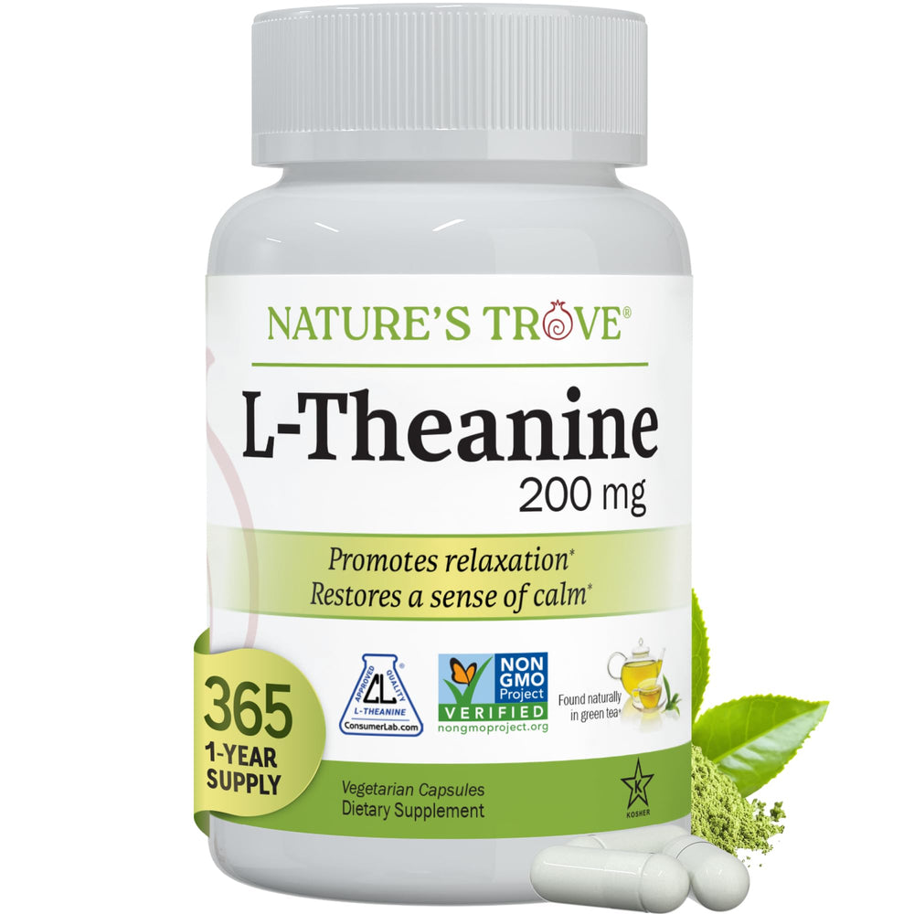Nature's Trove frasco delantero mostrando etiqueta y beneficios