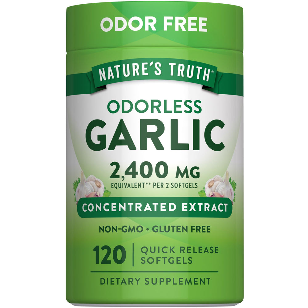 Nature's Truth frasco frente mostrando 120 softgels y beneficios