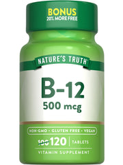 Nature's Truth frasco frontal mostrando etiqueta y 120 tabletas como beneficio de suministro prolongado