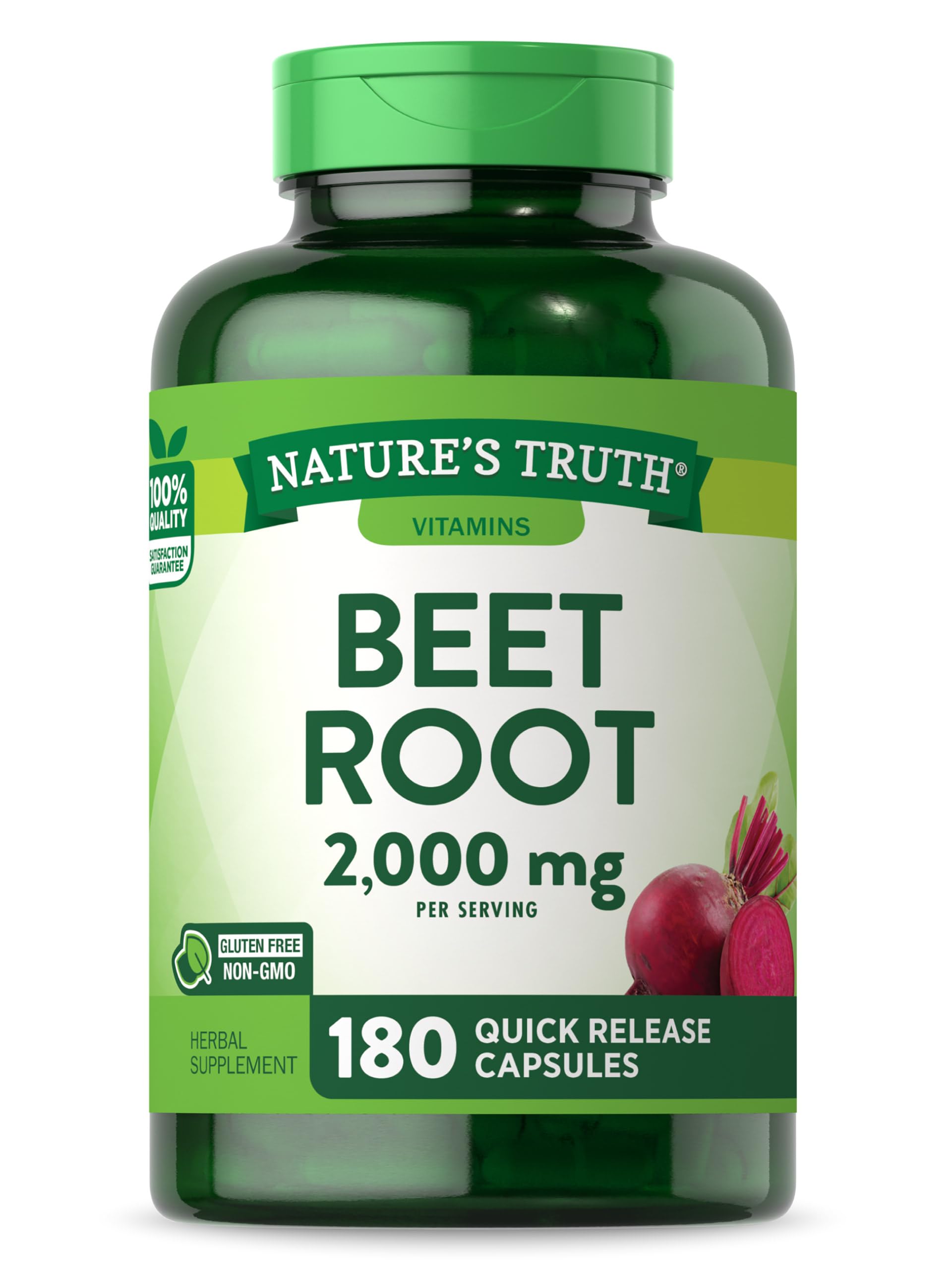 Nature's Truth envase frontal de Beet Root mostrando cantidad y marca