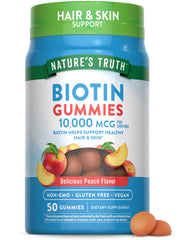 Nature's Truth frasco frontales con gomitas durazno mostrando marca y beneficio práctico