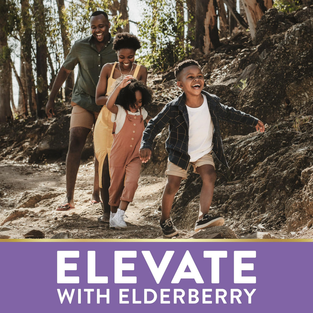 Etiqueta nutricional de Nature's Truth Black Elderberry con ingredientes listados
