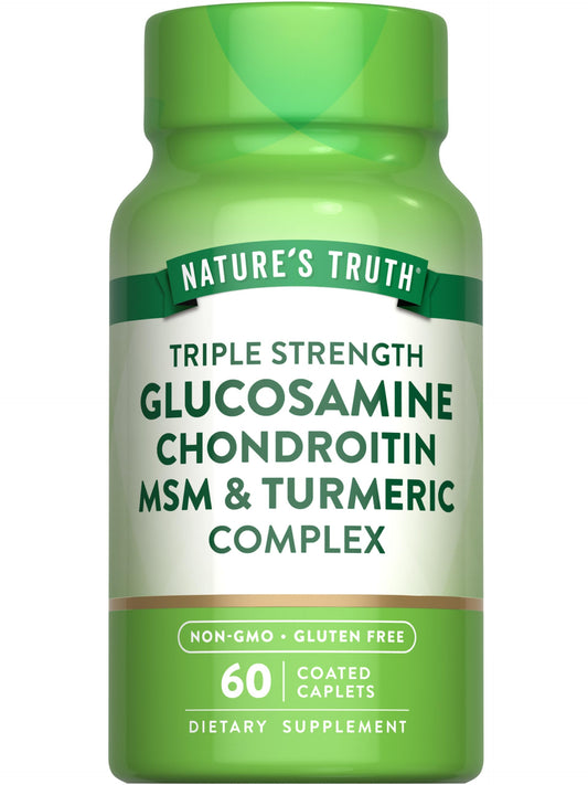Nature's Truth botella frontal mostrando 60 caplets y ventaja de mezcla completa