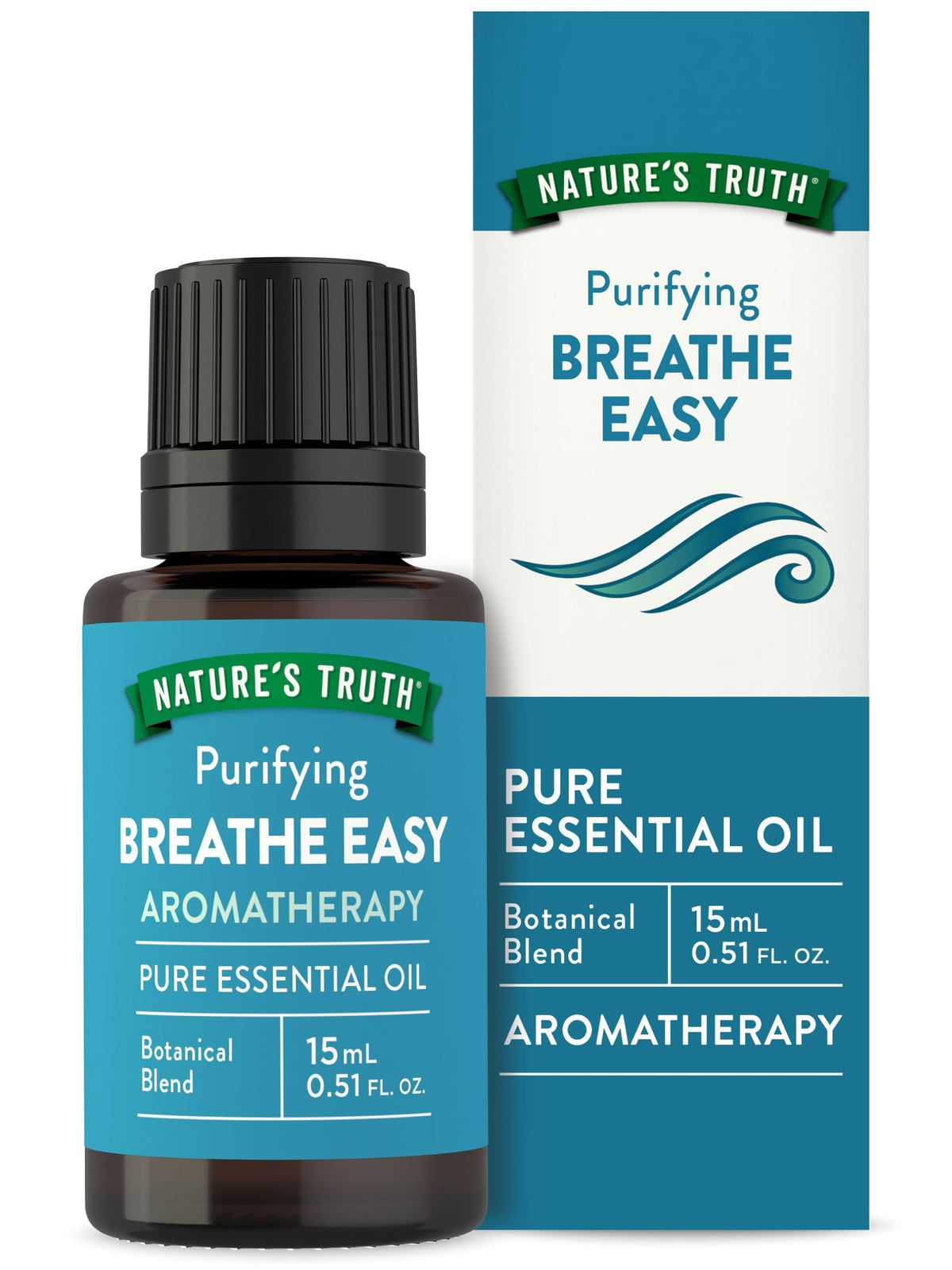 Nature's Truth frasco frontal mostrando la etiqueta y beneficio purificante