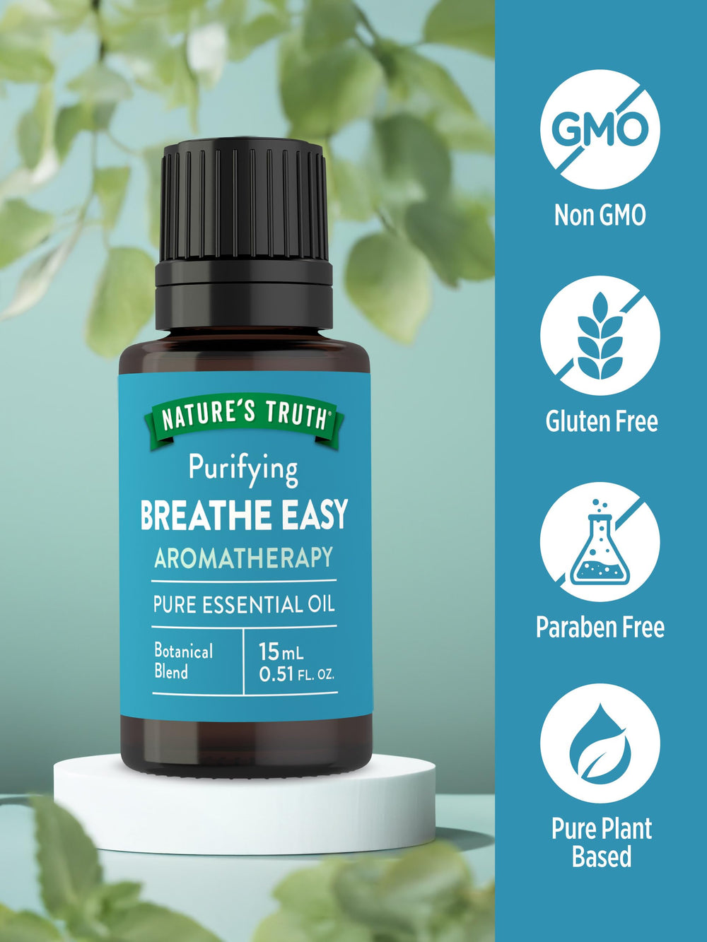 Nature's Truth gota de aceite destacando su pureza y aroma concentrado