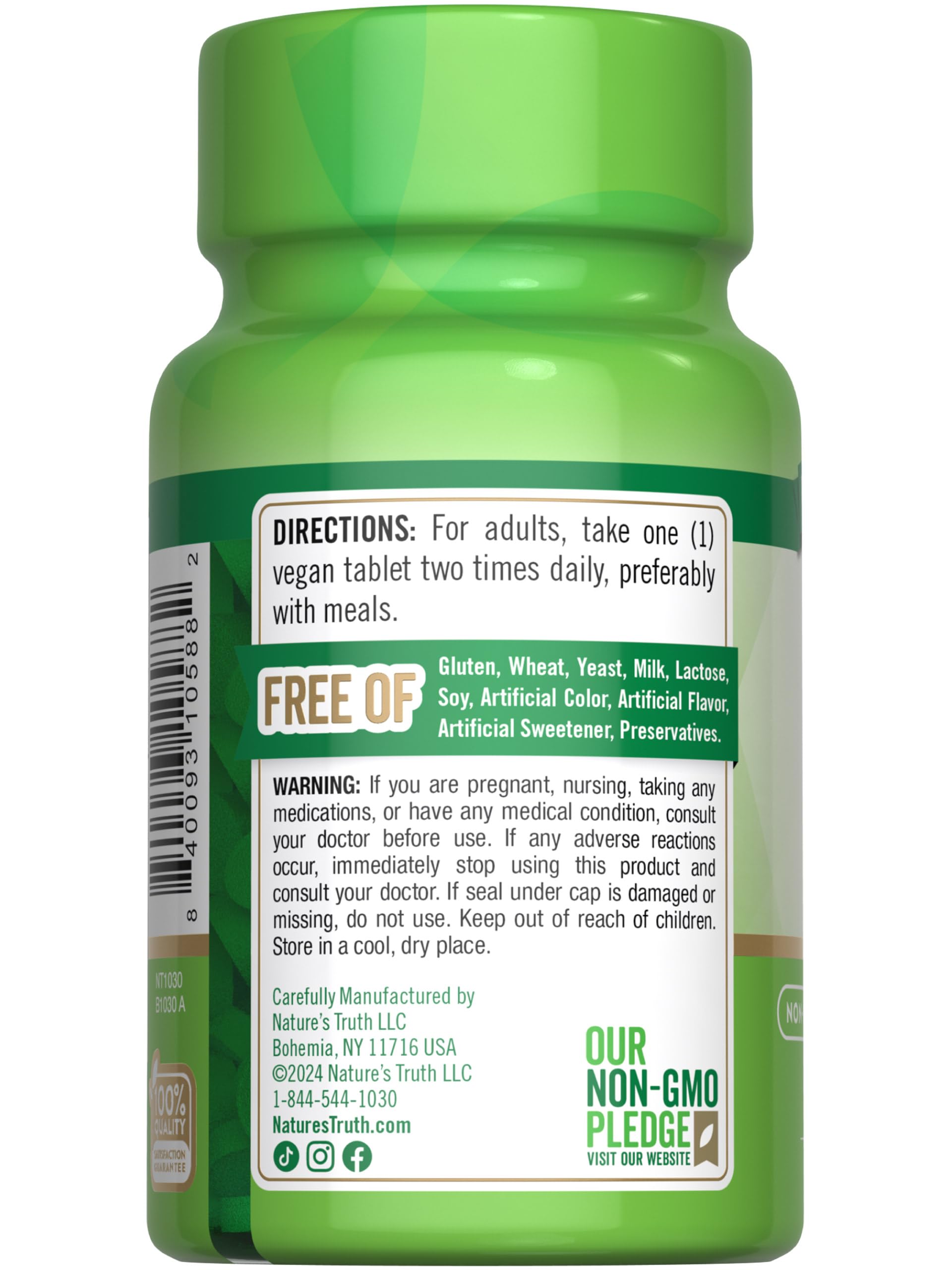 Nature's Truth caja abierta con tabletas, almacenamiento práctico y protección