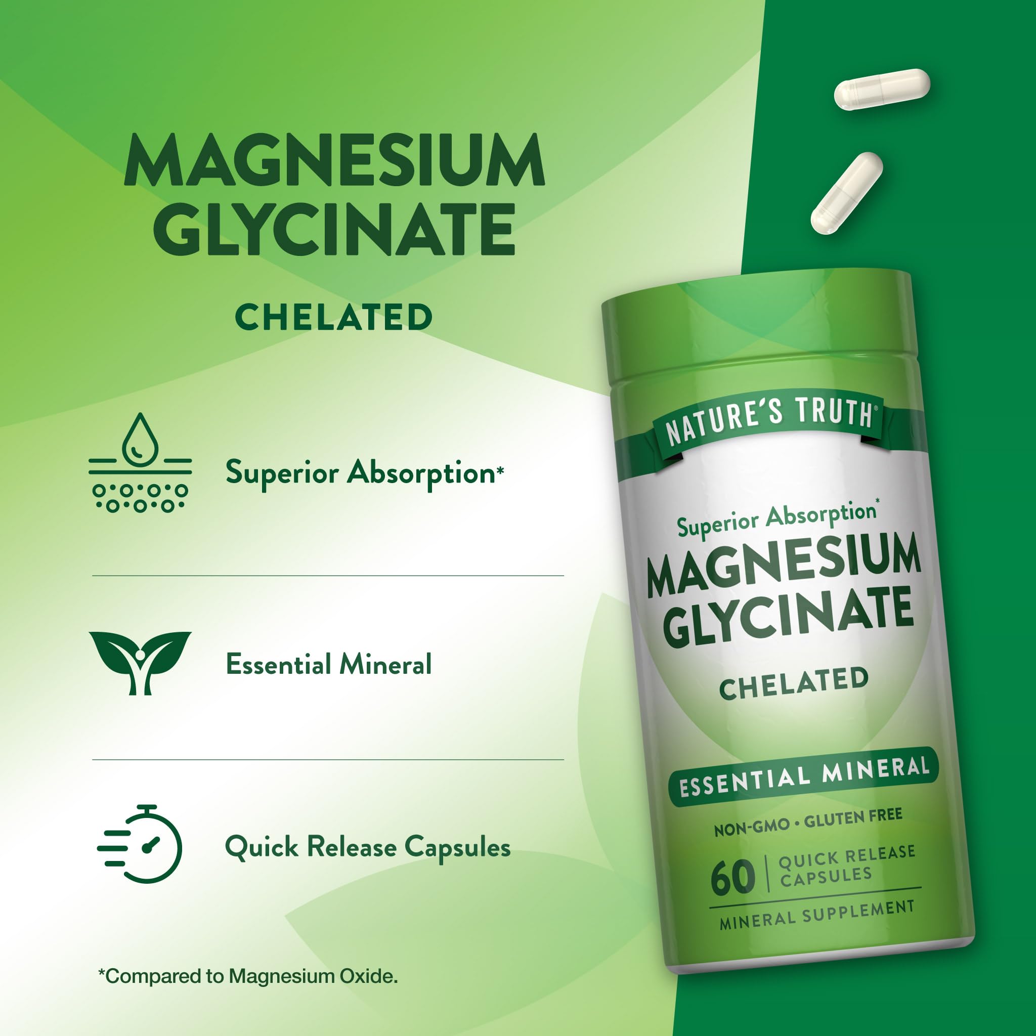 Nature's Truth cápsula en mano para comparar tamaño y dosificación