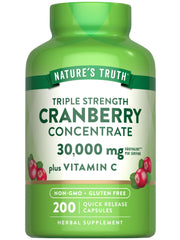 Nature's Truth frente del empaque que muestra fórmula cranberry y vitamina C, claridad de ingredientes