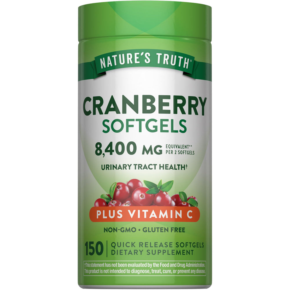 Nature's Truth frasco frente mostrando 150 softgels y beneficios listados