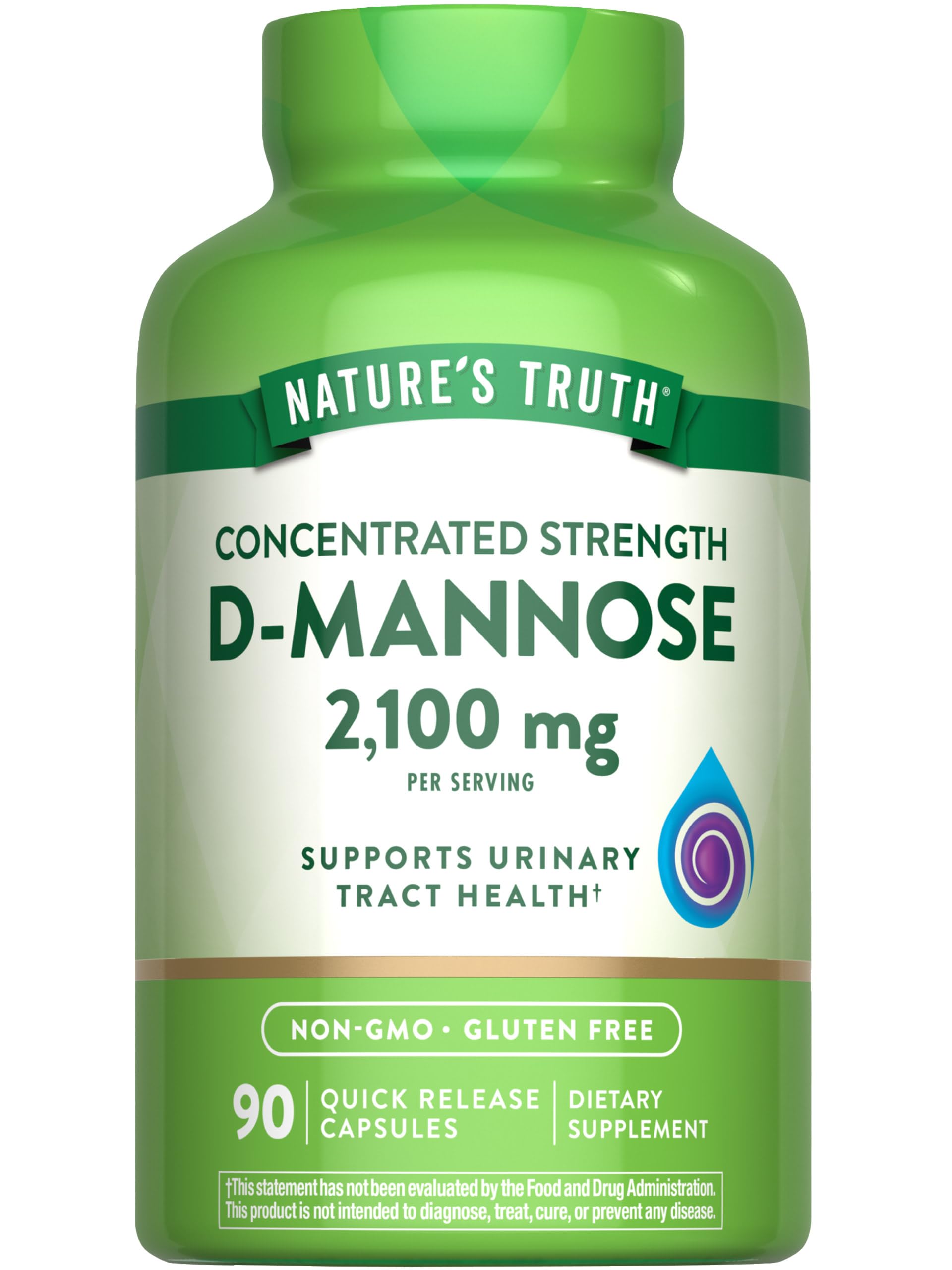 Nature's Truth frasco frontal mostrando 90 cápsulas y beneficio de dosis concentrada