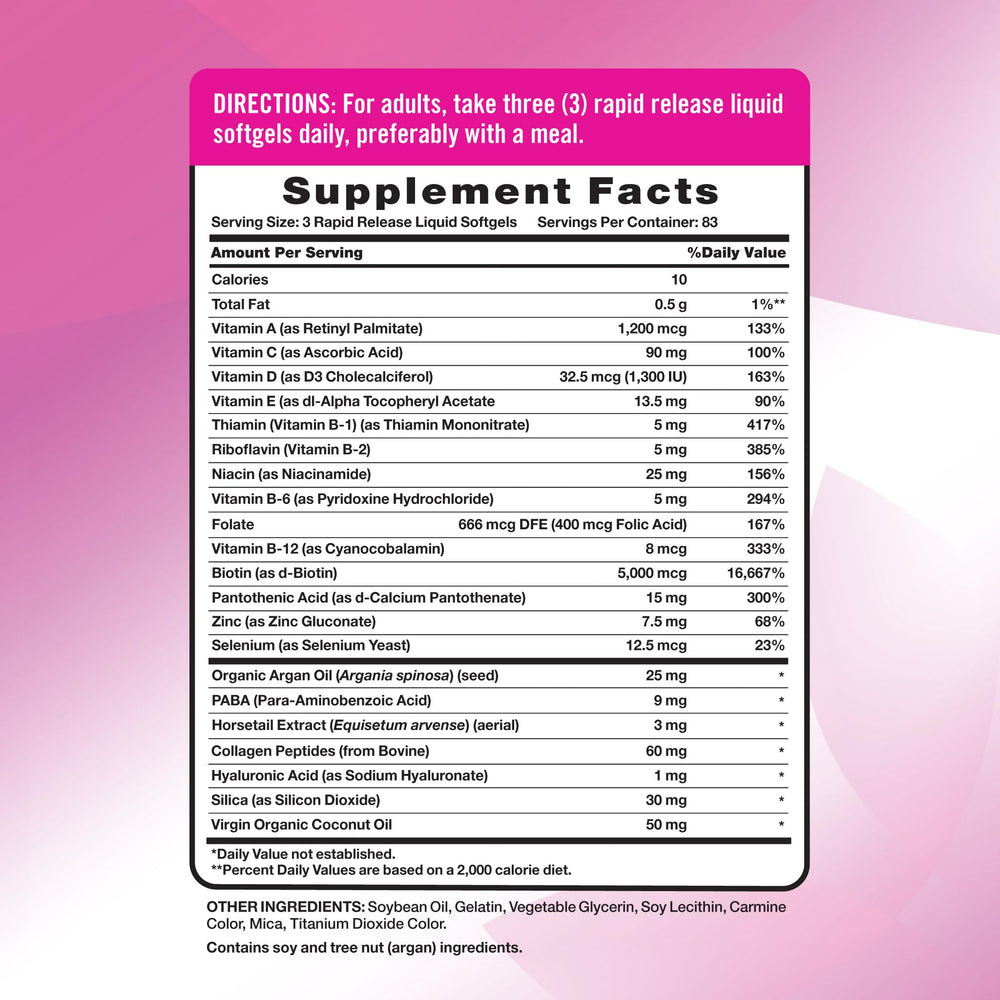 Nature's Truth detalle de la etiqueta con información de ingredientes clave
