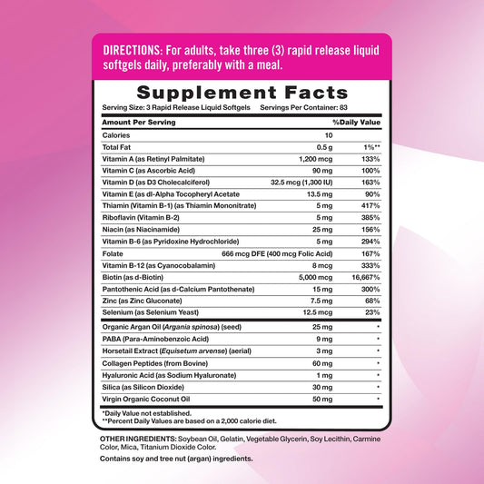 Nature's Truth detalle de la etiqueta con información de ingredientes clave