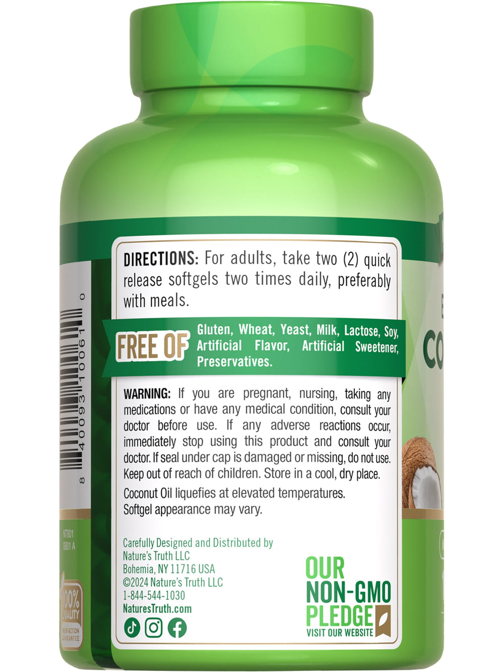 Nature's Truth cocos y hojas, origen natural del aceite
