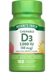 Nature's Truth envase frontal vitamina D3 mostrando la presentación y beneficio de conveniencia