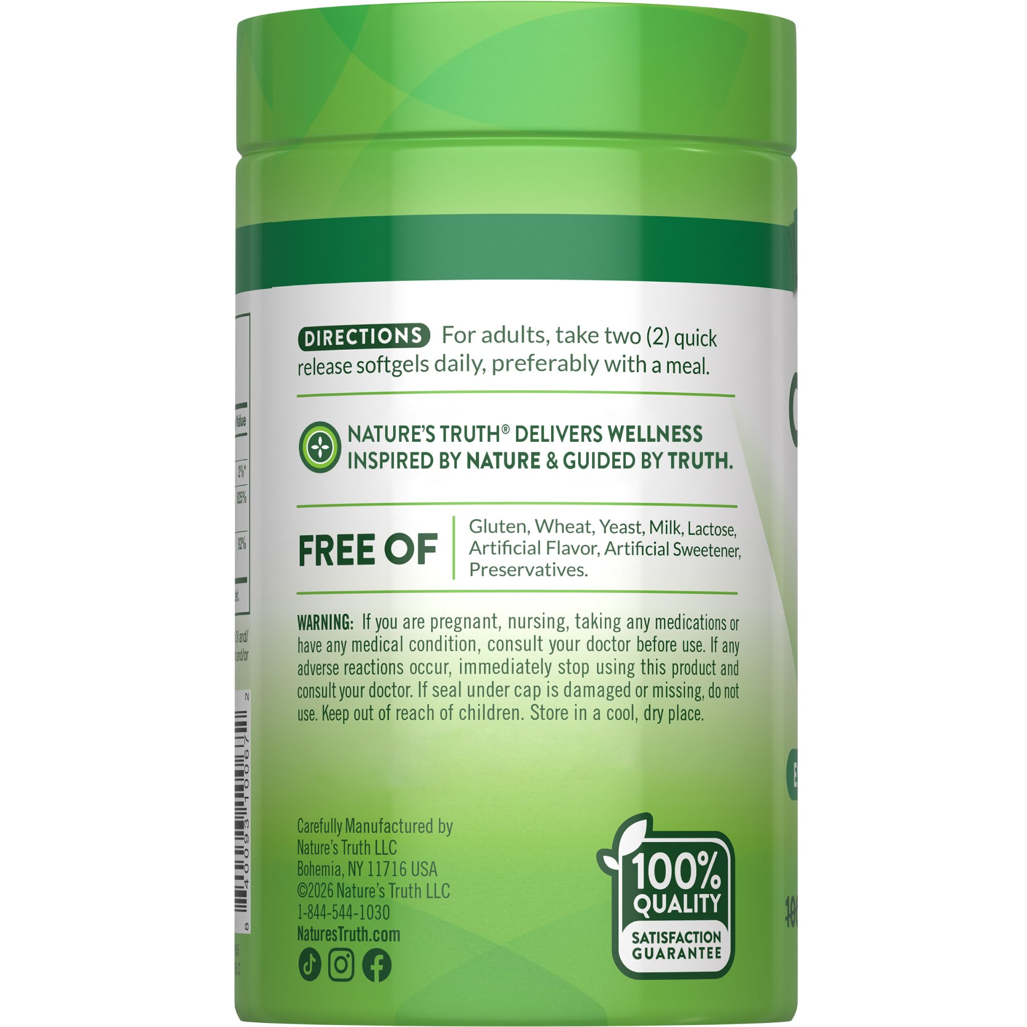 Nature's Truth frasco en cocina con alimentos para sugerir uso diario práctico