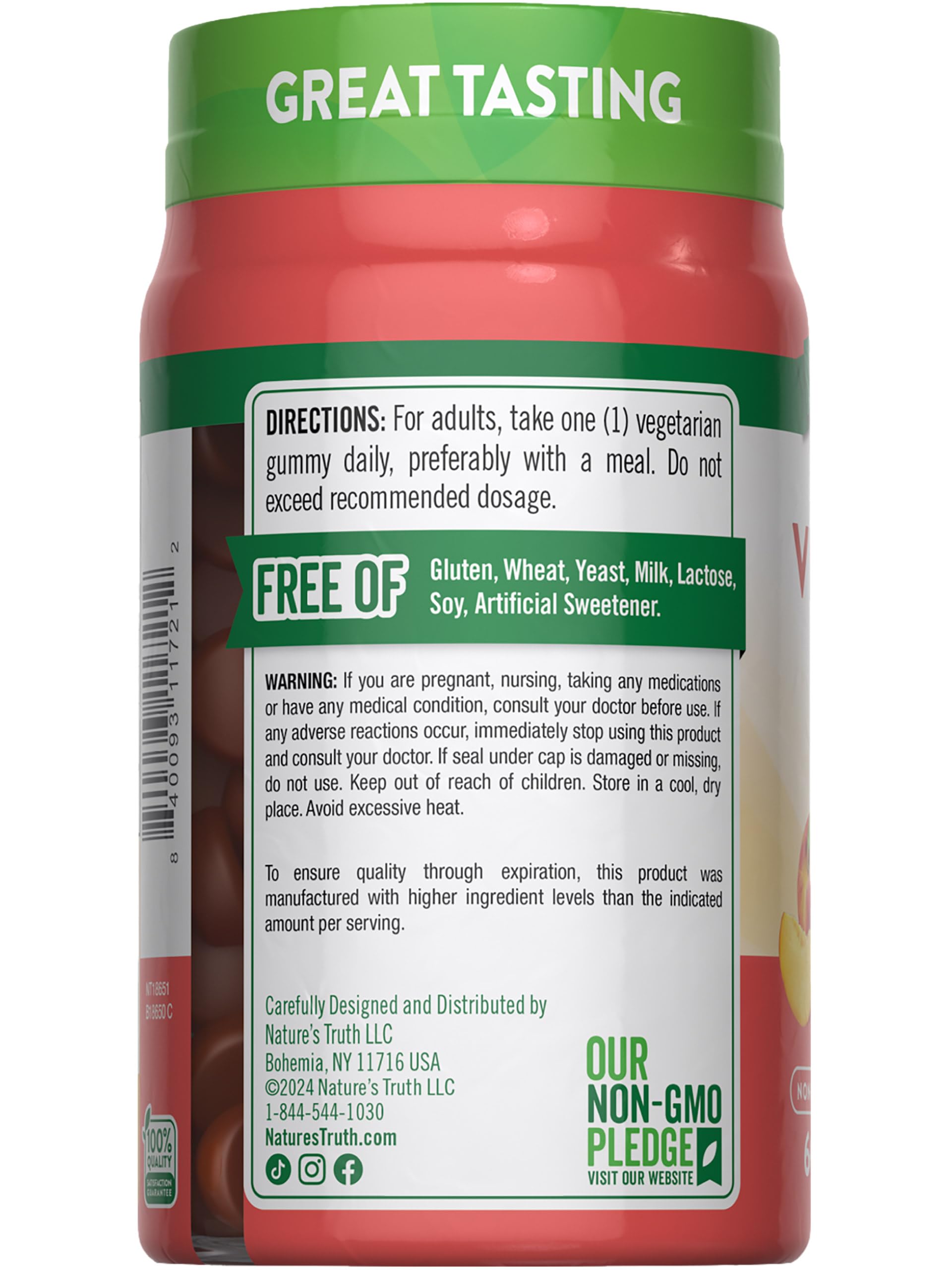 Nature's Truth producto en mesa de desayuno, sugiere uso diario sencillo