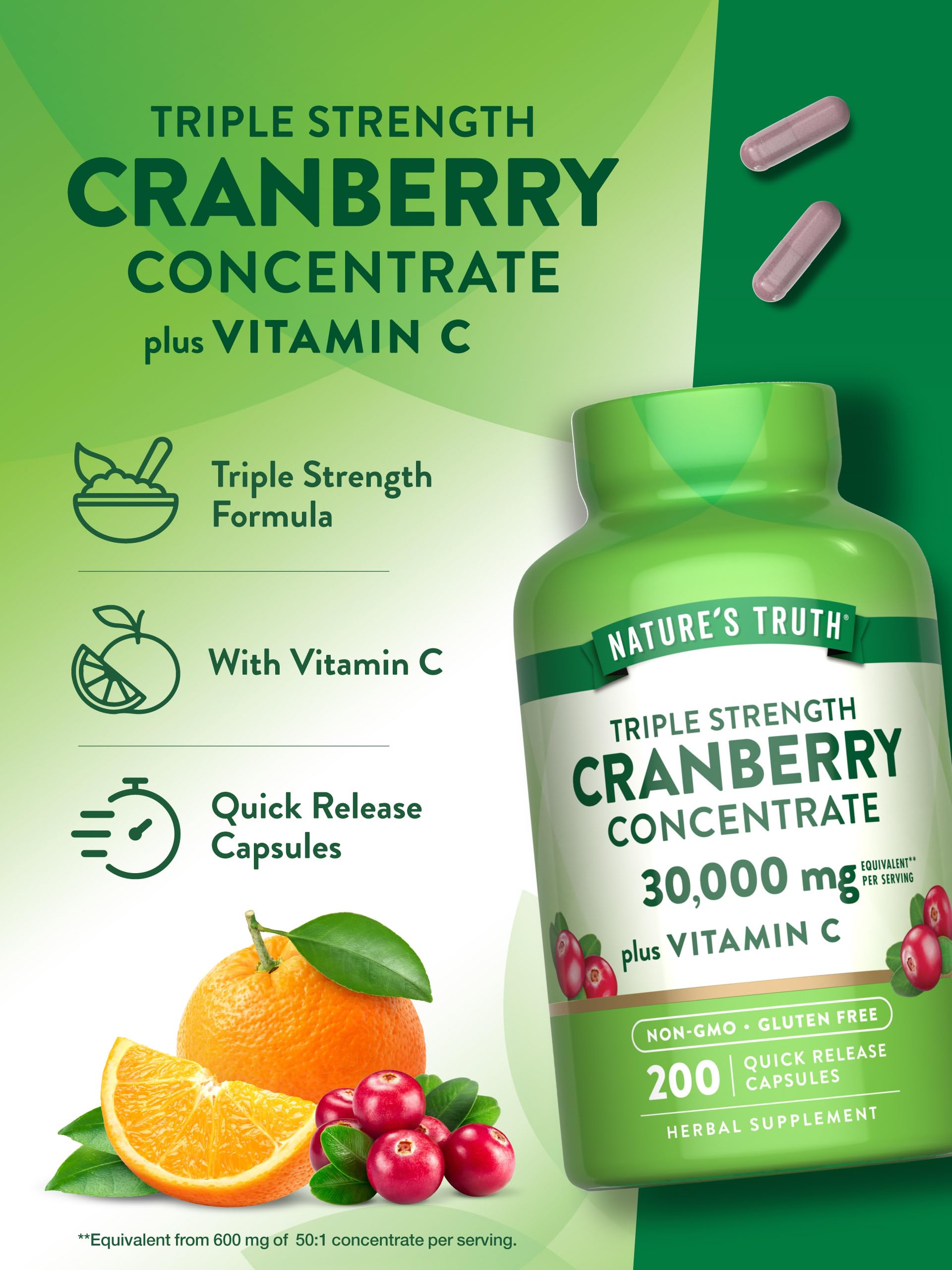 Nature's Truth etiqueta con información de ingredientes y beneficios, transparencia clara